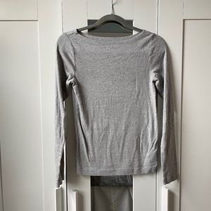 GAP Boatneck Long-sleeve Tee Shirt | Heather Grey | Women's Size S